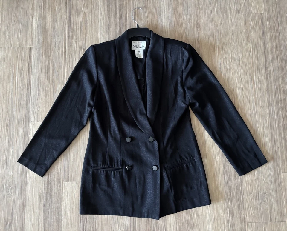Blazer De Colección Dani Max Negro Metálico Doble Pecho Mujeres 14 Carrera Academia EE. UU. Foto 1 de 4