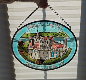 Vintage 1000 Islands NY souvenir glass suncatcher Boldt Castle 7" - Picture 1 of 6