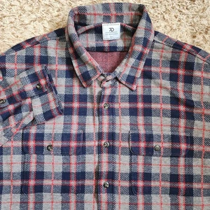 7 Diamonds Men's XXL Soft Gray Blue Red Plaid Long Sleeve Button Up Shirt - Picture 1 of 7