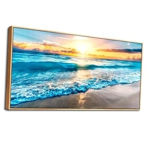 Canvas Prints - Blue Beach Scenery Wall Art for Living Room & Bedroom - - Picture 1 of 7