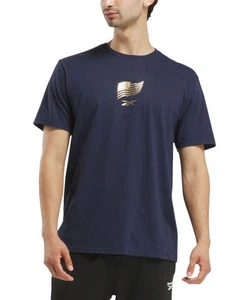 Reebok Men Regular fit Short Sleeve Graphic T-Shirt Shirt Small Blue Solid - Picture 1 of 1