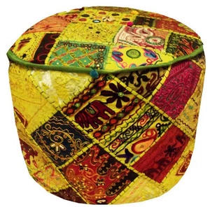 24" BIRTHDAY GIFT BANJARA FURNITURE OTTOMAN BENCH FOOTSTOOL POUF PILLOW COVER - Picture 1 of 15