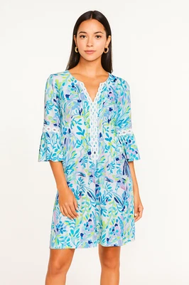Lilly Pulitzer Womens Hollie Tunic Dress XS Bell Sleeve Floral Tropical Coastal - Image 1 of 4