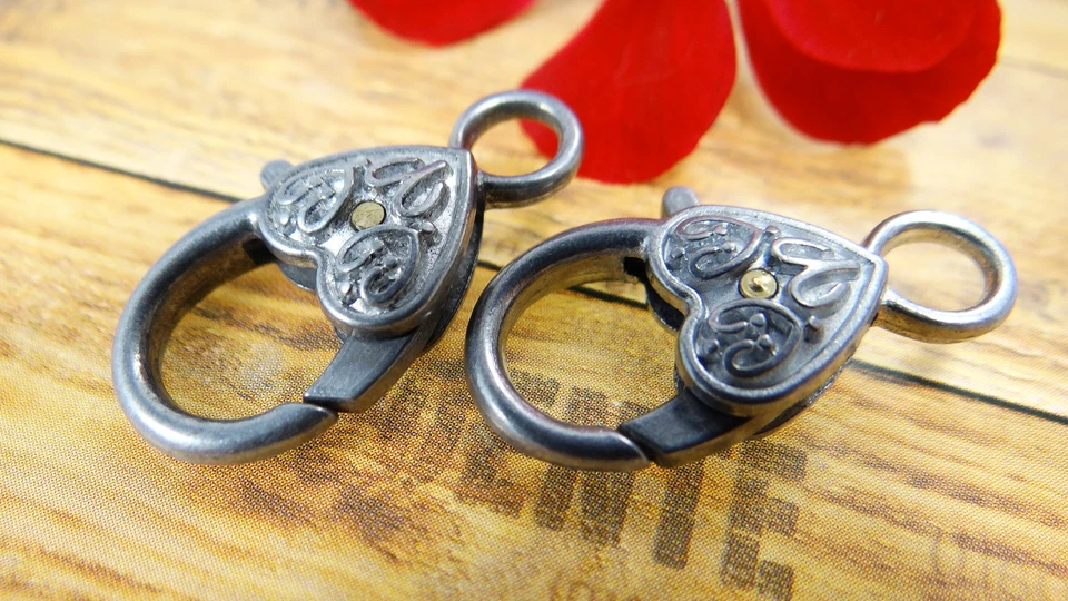 Karabiner XL 2 Stück Verschluss Herz Blume 26x13mm Karabinerveschluss, S134 - Bild 1 von 1