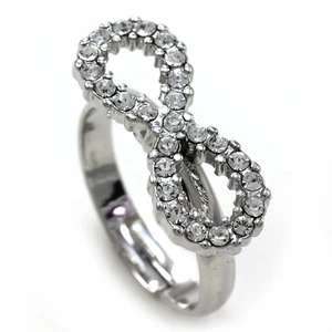 Anillo Clear Eternity Forver Everlasting Love Infinity Banda Ajustable Tono Plata - Imagen 1 de 1