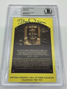 Monte Irvin Giants Signed Autograph Hall of Fame Plaque Postcard Beckett BAS - Picture 1 of 1