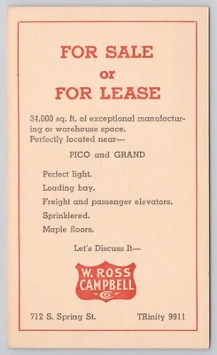 1947 US Postal Card UX38 Los Angeles W. Ross Campbell Real Estate Manufacturing - Image 1 of 2