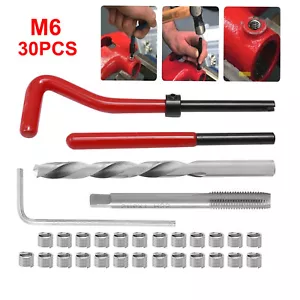 30Pcs M6x1.0mm Metric Thread Repair Kit, HSS Drill Helicoil Rethreading Kit O0U7 - Foto 1 di 12