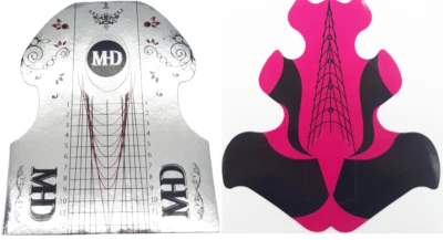 MHD Nail Art Form Sticker selbstklebend Verlängerungsanleitung Acryl UV Tips, rot, silber