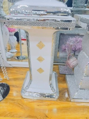 Luxury Italian Mirrored End Table – 60cm Crushed Diamond Crystal Side Table - Image 1 of 3