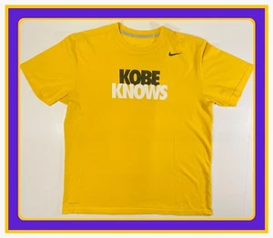 Vintage Kobe Bryant Lakers Yellow Kobe Knows NBA Nike Dri-Fit LargeT-Shirt Mamba - Picture 1 of 20