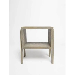 Best Home Fashion Side Table 18"x12"x20" Grey Stackable Wood w/Storage Durable - Picture 1 of 4
