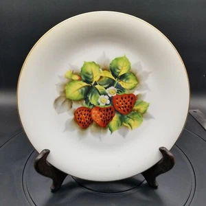 Plato pintado a mano de Rossetti Chicago EE. UU. Japón ocupado. Fresa vintage de 8 - Imagen 1 de 6