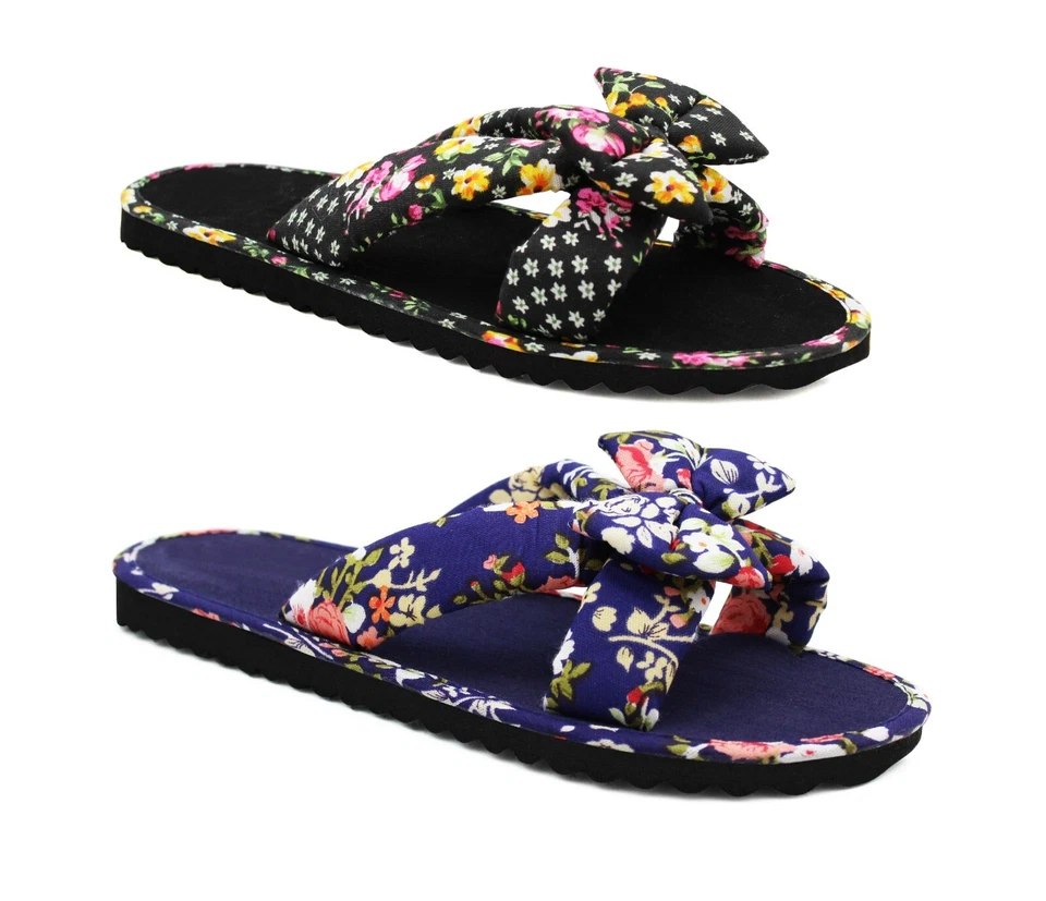 Womens Floral Mule Sandals Slip On Ladies Beach Flip Flops Summer Flat Sliders - Image 1 of 1