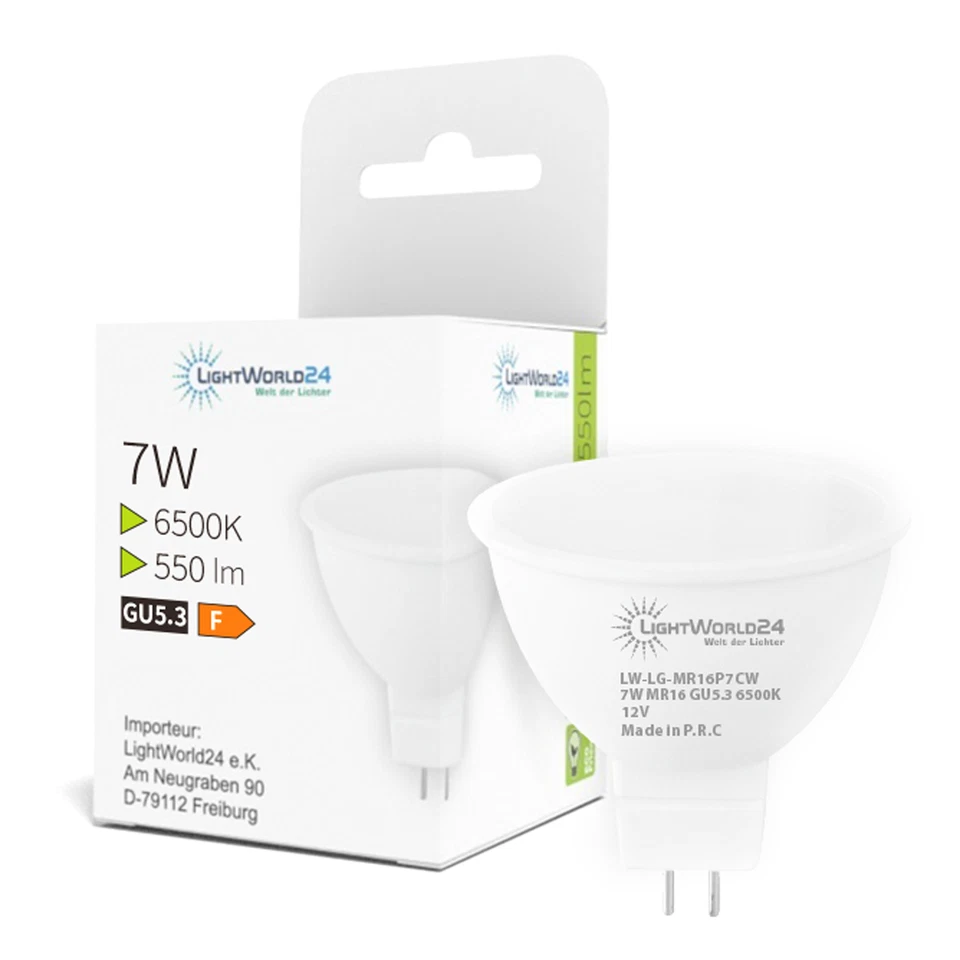 1 - 10 Set MR16 LED Strahler Spot Lampe 7W 12V GU5.3 Leuchtmittel Kaltweiß - Bild 1 von 4
