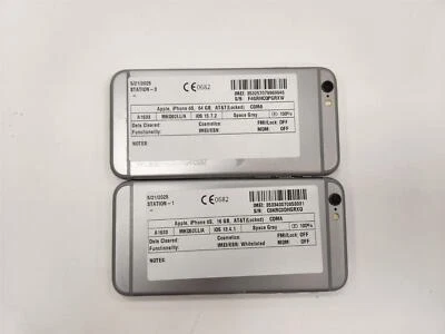Lot of 2 Apple iPhone 6S A1633 16GB 64GB Space Gray ATT Only *Read** - Image 1 of 4