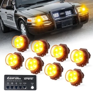 8x Amber LED Hideaway Strobe Flashing Lights Kit w/Control Panel Headlights Kit - Picture 1 of 7