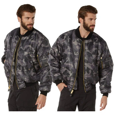 Chaqueta de vuelo reversible negra camuflada MA-1 Army Foto 1 de 4