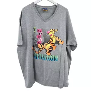 T-shirt grafica vintage Winnie The Pooh taglia 26/28 3X maglietta grigia scollo a V tigro - Foto 1 di 9