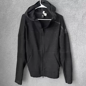 Adidas Hoodie Mens Medium Black ZNE Primeknit Full Zip Sweatshirt Jacket Active - Picture 1 of 12