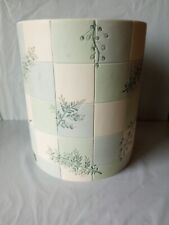 Vintage Croscill Home Handpainted Rainier Floral Ceramic Wastebasket Blue Green