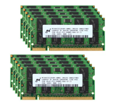 Micron 10X 2GB PC2-6400 DDR2 800Mhz 200pin SODIMM Laptop Memory RAM CL6 PC6400 - Image 1 of 4