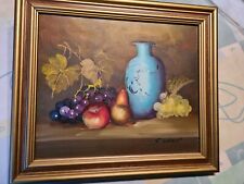 Gemälde Früchte Vase art Deko Stillleben sehr gut antik S. Zurowski? s.Öl Bild !