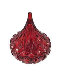 Godinger Gatherings Red Crystal Candy Dish Cut Glass Ruby Hershey's Kiss - Picture 1 of 13