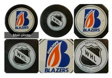KAMLOOPS BLAZERS OFFICIAL WHL GAME PUCK MADE IN CANADA BACKSIDE & CZ ON SIDE! 