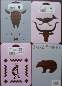 Stencil set of 4 Bull Longhorn Roadrunner Kokopelli Grizzly Bear StenSource - Picture 1 of 1