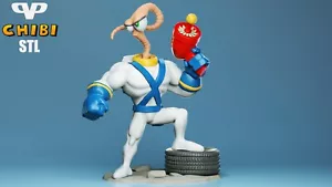 Earthworm Jim Chibi Fan Art Hand Painted 3d Printed Action Figure Collectible - Picture 1 of 1