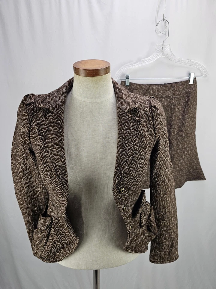 Traje falda marrón mezcla lana Nanette Lepore para mujer 0 Foto 1 de 4