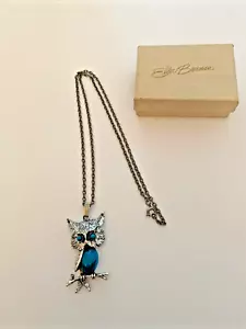 Elder Beerman Costume Jewelry Owl Pendant Necklace Turquoise Stone Estate Find - Picture 1 of 6