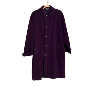 Vtg 90s Ralph Lauren Women’s 12 Wool Long Trench Coat Overcoat Purple - Picture 1 of 15