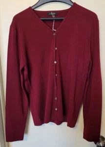 J Crew 100% Merino Wool Button Up V-Neck Sweater Womens M Maroon Burgundy - Picture 1 of 10