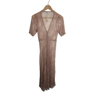 NWT Anthropologie Lace Duster Kimono in Rose Pink Button Maxi XS - Picture 1 of 6
