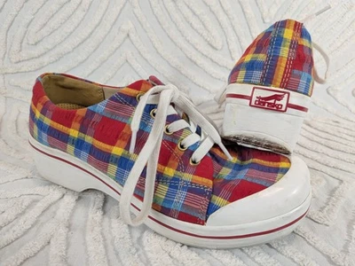 Dansko Veda Madras Red Plaid Lace-Up Heeled Shoe Size 40 US size 9.5-10 - Image 1 of 4