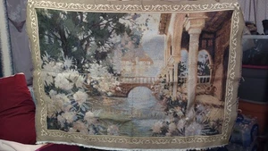 vintage wall tapestry hanging  Landscape  56"x40”  - Picture 1 of 3