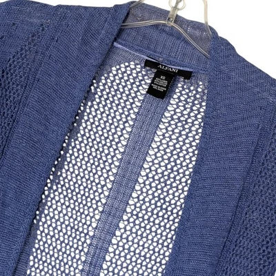 Suéter Alfani Mujer XS Azul Tejido Abierto Mezcla de Lino Cárdigan Malla Ligero Foto 1 de 4