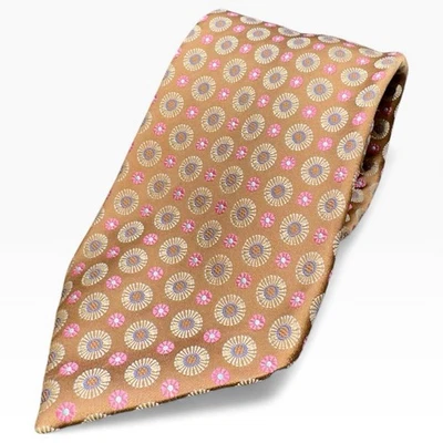 Corbata para hombre Emermengildo Zegna oro marrón rosa flores 100 % seda Italia Foto 1 de 4