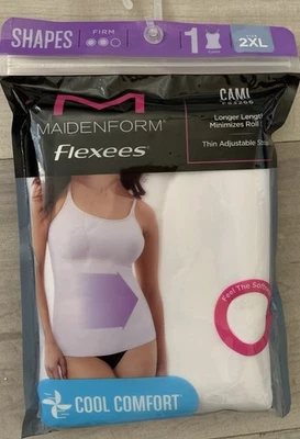 Maidenform Flexees Cami Largo Largo Fresco Confort Blanco Talla 2XL Nuevo Foto 1 de 3