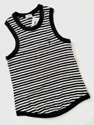Saint Laurent Paris Size L Striped Sleeveless Tank Top Cotton YSL Monogram NWT - Image 1 of 4