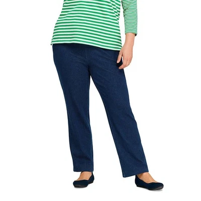 New Lands' End Women's Plus Sport Knit Denim Elastic Waist Pants 435236 - Image 1 of 3
