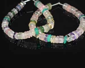 Genuine Multi Mix Disco Beads Smooth Untreated Gemstone 6" Craft Making Beads - Picture 1 of 9