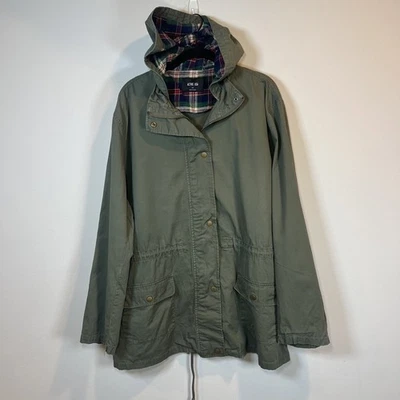 Chaqueta utilitaria para mujer con capucha a presión cremallera completa verde oliva bolsillos lazo cintura talla XXL Foto 1 de 4