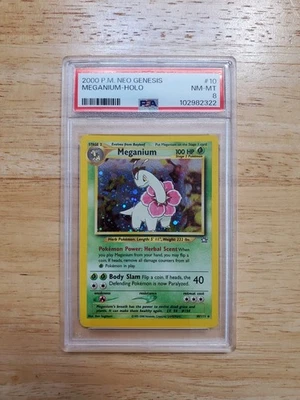 Pokemon PSA 8 NM/MINT 2000 Meganium 10/111  Neo Genesis Holo Card - Image 1 of 2
