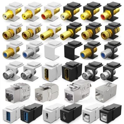 Cat 6a 7 8 Keystone Modul Verbinder RJ45 Buchse Stecker USB 2.0 Typ-C HDMI IEC - Bild 1 von 3