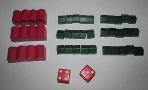 Monopoly Vintage Holz 12 rote Hotels, 30 Gewächshäuser & 2 rote Würfelspielfiguren - Bild 1 von 1