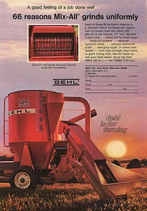 1973 GEHL 95 Mix-All Mill Auger Farm Print Ad - Imagen 1 de 1