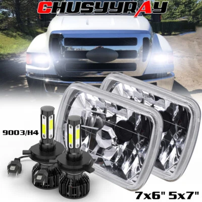DOT Pair 130W 5x7" 7x6" LED Headlights w/ EMC Fit for Ford F650 F750 2000-2015 - Image 1 of 4